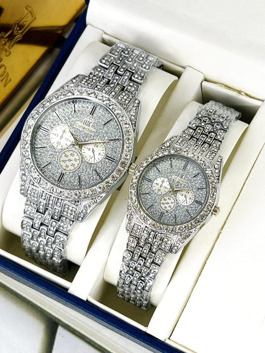 2 Pcs Stainless Steel Timepieces for Men and Women